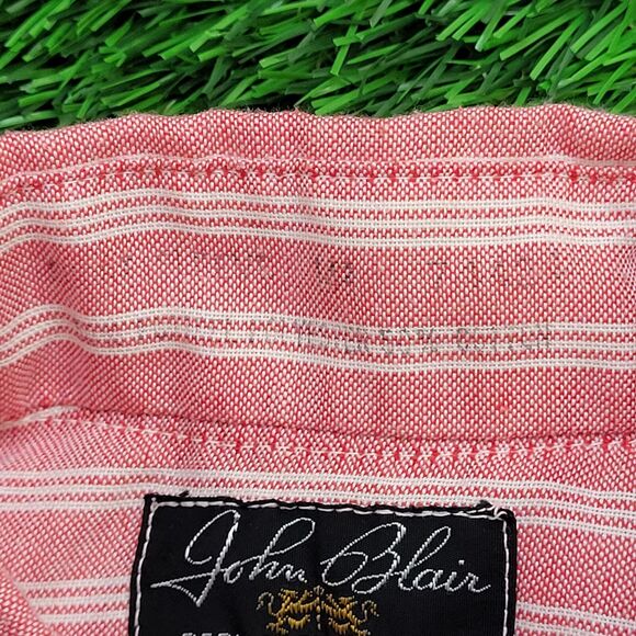 Vintage 70s MOD Stripes Button Shirt S/M 19x30 Red White - Picture 7 of 11